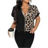 image:imageGORGLITTER Womens Plus Size Summer Tops Sequin Party Going Out Outfits Leopard Short Sleeve Tunic Concert Tops BlouseBlack