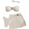 image:imageGORGLITTER Womens Strapless Bandeau Swimsuits High Waisted Bandeau Bikini Sets Beach Sarong Coverup Skirts Bathing SuitsBeige
