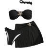 image:imageGORGLITTER Womens Strapless Bandeau Swimsuits High Waisted Bandeau Bikini Sets Beach Sarong Coverup Skirts Bathing SuitsBlack