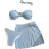 image:imageGORGLITTER Womens Strapless Bandeau Swimsuits High Waisted Bandeau Bikini Sets Beach Sarong Coverup Skirts Bathing SuitsBlue