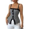 image:imageGORGLITTER Womens Striped Tank Top Square Neck Sleeveless Button Front Blouses Business Dressy OutfitsBlack and White