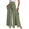 image:imageGORGLITTER Womens Textured Belted Flowy Dress Pants Split Hem Wide Leg Pleated Vacation TrousersMint Green