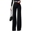 image:imageGORGLITTER Womens Wide Leg Dress Pants Slacks Dressy Casual Work High Waisted Straight Leg Office PantsBlack Dark
