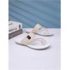 image:imageGORGLITTER Mens Leather Sandals Slide Beach Outdoor Round Flip Flops Slip On SlippersBeige