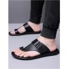 image:imageGORGLITTER Mens Leather Sandals Slide Beach Outdoor Round Flip Flops Slip On SlippersBlack