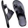 image:imageGORGLITTER Mens Leather Sandals Slide Beach Outdoor Round Flip Flops Slip On SlippersBlack