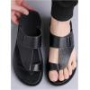 image:imageGORGLITTER Mens Leather Sandals Slide Beach Outdoor Round Flip Flops Slip On SlippersBlack