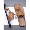 image:imageGORGLITTER Mens Leather Sandals Slide Beach Outdoor Round Flip Flops Slip On SlippersBrown