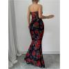 image:imageGORGLITTER Womens 2 Piece Skirt Sets Floral Mesh Strapless Tie Front Tops and Bodycon Long Maxi Skirt Summer OutfitsBlack