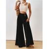 image:imageGORGLITTER Womens Pleated Button Front Dress Pants High Waist Wide Leg Bell Bottom TrousersBlack