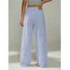 image:imageGORGLITTER Womens Striped Linen Pants Wide Leg Drawstring Causal Trousers StreetwearBlue and White