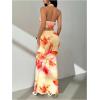 image:imageGORGLITTER Womens Summer Vacation Set 2 Piece Floral Backless Halter Top Bodycon Maxi Skirt Sets Going Out OutfitPink and Yellow