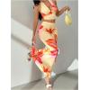 image:imageGORGLITTER Womens Summer Vacation Set 2 Piece Floral Backless Halter Top Bodycon Maxi Skirt Sets Going Out OutfitPink and Yellow