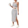 image:imageGORGLITTER Womens Skirt Sets 2 Piece Outfits Striped Skirt and Top Set Summer Going Out OutfitsBlack and White