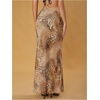 image:imageGORGLITTER Womens Cheetah Print Maxi Skirts Boho Summer Beach Vacation Animal Leopard Mesh Pencil Long Skirt TrendyKhaki