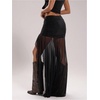image:imageGORGLITTER Womens High Slit Mesh Skirt Y2k Goth Sheer Ruched Bodycon Asymmetrical Long Skirts with ShortsBlack