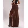 image:imageGORGLITTER Womens High Slit Mesh Skirt Y2k Goth Sheer Ruched Bodycon Asymmetrical Long Skirts with ShortsCoffee Brown