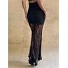 image:imageGORGLITTER Womens Lace Mesh Maxi Skirt Sheer Ruched High Waisted Y2k Gothic Rave Bodycon Long Skirts