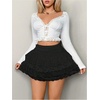image:imageGORGLITTER Womens Lace Mini Skirts Trendy Y2k Holiday Layered Ruffle Country Concert Going Out Coquette Cute SkirtsBlack