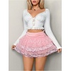 image:imageGORGLITTER Womens Lace Mini Skirts Trendy Y2k Holiday Layered Ruffle Country Concert Going Out Coquette Cute SkirtsPink