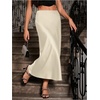 image:imageGORGLITTER Womens Long Silk Satin Maxi Skirts Going Out Outfits High Waisted Flowy A Line Silk Brunch Elegant FestivalBeige