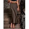 image:imageGORGLITTER Womens Long Silk Satin Maxi Skirts Going Out Outfits High Waisted Flowy A Line Silk Brunch Elegant FestivalCoffee Brown