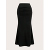 image:imageGORGLITTER Womens Low Rise Ruched Long Flowy Skirts Dressy Fall Bodycon Fishtail Business Casual Maxi Skirts 2025 Black Large