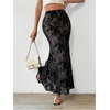 image:imageGORGLITTER Womens Mesh Gothic Pencil Maxi Skirts Fall Trendy Y2K Goth Festival Rave Floral Velvet Fishtail Long SkirtsMesh Black