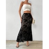 image:imageGORGLITTER Womens Mesh Gothic Pencil Maxi Skirts Fall Trendy Y2K Goth Festival Rave Floral Velvet Fishtail Long SkirtsMesh Black