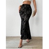 image:imageGORGLITTER Womens Mesh Gothic Pencil Maxi Skirts Fall Trendy Y2K Goth Festival Rave Floral Velvet Fishtail Long SkirtsMesh Black