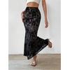image:imageGORGLITTER Womens Mesh Gothic Pencil Maxi Skirts Fall Trendy Y2K Goth Festival Rave Floral Velvet Fishtail Long SkirtsMesh Black