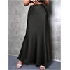 image:imageGORGLITTER Womens Plus Size Satin Skirts Casual Work Dressy High Waisted Flowy Flared Festival Bodycon Maxi Long Skirt