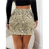 image:imageGORGLITTER Womens Sequin Skirt Stretchy Sexy Sparkly Glitter Shiny Bodycon Night Out Party Mini SkirtsChampagne
