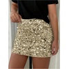 image:imageGORGLITTER Womens Sequin Skirt Stretchy Sexy Sparkly Glitter Shiny Bodycon Night Out Party Mini SkirtsChampagne