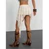 image:imageGORGLITTER Womens Y2K Lace Fairy Skirt Low Rise Cute Ruffle Mini Skirt Asymmetrical Gothic Sheer Going Out Short SkirtsApricot