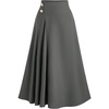 image:imageGORGLITTER Womens Flowy Pleated Long Skirt Dressy Casual Low Waisted ALine Flared Maxi SkirtsDark Grey