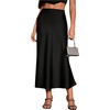 image:imageGORGLITTER Womens Long Silk Satin Maxi Skirts Going Out Outfits High Waisted Flowy A Line Silk Brunch Elegant FestivalBlack