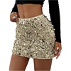 image:imageGORGLITTER Womens Sequin Skirt Stretchy Sexy Sparkly Glitter Shiny Bodycon Night Out Party Mini SkirtsChampagne