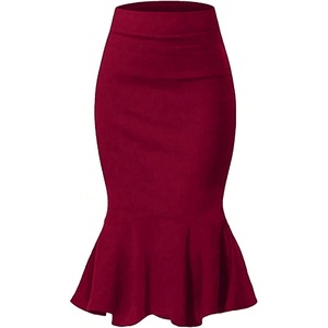 image:imageGORGLITTER Womens Dressy Ruffle Midi Skirts Summer Casual High Waisted Fishtail Pencil Long Going Out Outfits SkirtsBurgundy