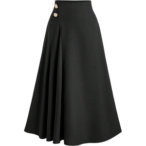 image:imageGORGLITTER Womens Flowy Pleated Long Skirt Dressy Casual Low Waisted ALine Flared Maxi SkirtsBlack