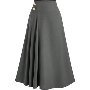 image:imageGORGLITTER Womens Flowy Pleated Long Skirt Dressy Casual Low Waisted ALine Flared Maxi SkirtsDark Grey