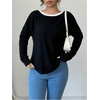 image:imageGORGLITTER Womens Bow Back Shirts Top Backless Long Sleeve Crewneck Trendy Cute Shirt 2025Black