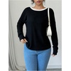 image:imageGORGLITTER Womens Bow Back Shirts Top Backless Long Sleeve Crewneck Trendy Cute Shirt 2025Black