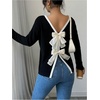 image:imageGORGLITTER Womens Bow Back Shirts Top Backless Long Sleeve Crewneck Trendy Cute Shirt 2025Black