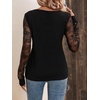 image:imageGORGLITTER Womens Lace Long Sleeve Sheer Tops Shirt Y2K Fall V Neck Gothic Festival Going Out Patchwork Tops TrendyBlack