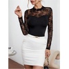 image:imageGORGLITTER Womens Lace Patchwork Tops Y2K Fall Dressy Casual Long Sleeve Mock Neck Sexy Going Out Concert Tops TrendyBlack