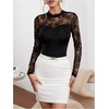 image:imageGORGLITTER Womens Lace Patchwork Tops Y2K Fall Dressy Casual Long Sleeve Mock Neck Sexy Going Out Concert Tops TrendyBlack