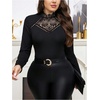 image:imageGORGLITTER Womens Plus Size Tops Y2K Lace Long Sleeve Mock Neck Embroidered Shirts Dressy Tops CasualBlack