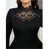 image:imageGORGLITTER Womens Plus Size Tops Y2K Lace Long Sleeve Mock Neck Embroidered Shirts Dressy Tops CasualBlack