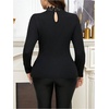 image:imageGORGLITTER Womens Plus Size Tops Y2K Lace Long Sleeve Mock Neck Embroidered Shirts Dressy Tops CasualBlack